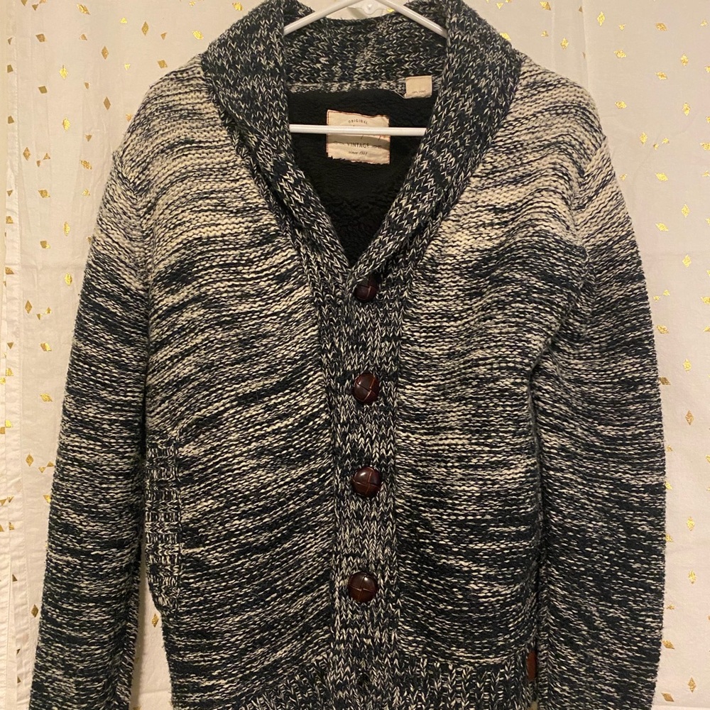 Blue knit sweater, fleece lined